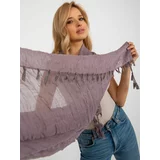 Fashionhunters Dark purple pleated scarf with fringe