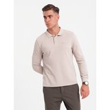Ombre Men's structured polo longsleeve with patch - ash | Eponuda.ba