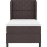  Postelja s pomičnim vzmetenjem in vzmetnico v temno rjavi barvi, 90x200 cm, Tkanina, (22051478) | Shoptok.si