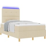 vidaXL LED Box Spring Krevet s madracem Krema 120 x 200 cm tkanina - Krema 120 x 200 cm S gumbima | shoptok.hr