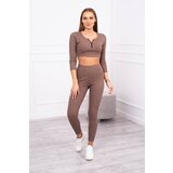 Kesi Ribbed crop top set mocha Cene