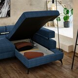 Hom`in KOTNA SEDEŽNA GARNITURA, šenilja temno modra | Shoptok.si