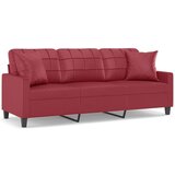 Maison Chic kavč - Sofa - Kanape trosed z okrasnimi blazinami vinsko rdeč 180 cm um. usnje, (21727669) | Shoptok.si