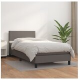  Box spring postelja z vzmetnico siv 100x200 cm umetno usnje | Shoptok.si
