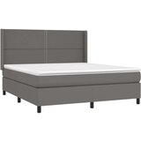  Box spring postelja z vzmetnico siva 180x200 cm umetno usnje, (20901703) | Shoptok.si