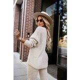 numoco basic 630-1 Warm cardigan with pockets and cuffs on the sleeves - beige | Shoptok.si