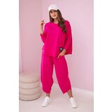 Kesi cotton set of sweatshirt and pants fuchsia color Cene