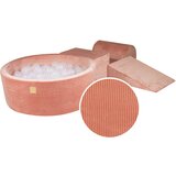 MeowBaby penasti igralni set z jamico za žogo 90x30cm/200 žogic 7cm, igralni set za otroka, 3 elementi, Velvet žamet, Roza, Žoge: prozorne, (20801199) | Shoptok.si