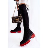Boto Women's Suede Boots Workers Black and Red Cheera | Shoptok.si