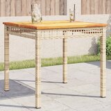 vidaXL Vrtna miza bež 80x80x75 cm poli ratan in akacijev les Cene