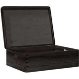 vidaXL Drvena kutija poklopcem ručkama crna 40x30x13 cm puno drvo bor | shoptok.hr