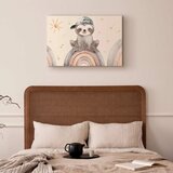  Slika - Happy Sloth - Sloth in Subdued Colors Wearing a Cap Sitting on a Rainbow Among Little Stars 30x20 Standard | shoptok.hr