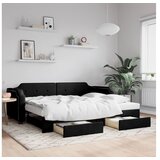 vidaXL Izvlečna dnevna postelja s predali črna 90x200 cm bla Cene