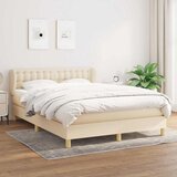  Krevet s oprugama i madracem krem 140 x 190 cm od tkanine | shoptok.hr
