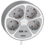 Max Produžni kabl sa prenaponskom zaštitom sa 4 utičnice MPS-04UG-3M/3m/USB portovi Cene