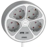 Produžni kabl sa prenaponskom zaštitom sa 4 utičnice MPS-04UG-3M/3m/USB portovi