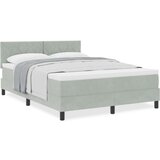 vidaXL Box Spring Postelja z Blazino Svetlo Siva 140x200 cm Žamet | Shoptok.si