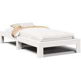 Maison Chic Posteljni okvir - Enojna postelja - Postelja za odrasle brez vzmetnice bel 100x200 cm trdna borovina-J6909, (21770727) Cene