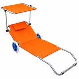  Sklopiva ležaljka za plažu s kotačima i sjenicom - narančasta | shoptok.hr