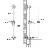 Sapho Rožnat medeninast stenski drog za tuš z drsnim nosilcem 67 cm Antea – | Shoptok.si