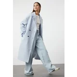 Trendyol Baby Blue Oversize Wide Cut Plush Coat