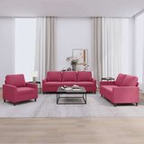  3-dijelni set sofa s jastucima crvena boja vina baršunasti Cijene