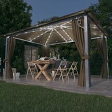 In Paviljon z zaveso in LED lučkami 4x3 m taupe aluminij Cene
