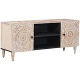 TV ormar s pohranom Bijelo 105 x 33,5 x 46 cm Čvrsto drvo manga | shoptok.hr