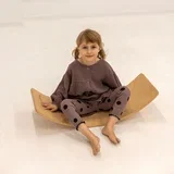 Plava/prirodna ploča za ravnotežu od borovine 80x30x18 cm Montessori -