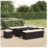  Tabure z blazino 2 kosa črne barve 40x30x40 cm poli ratan | Shoptok.si