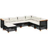  7-dijelni set vrtnih sofa od poliratana s jastucima crni Crna 63.5 x 63.5 x 62 cm | Shoptok.si