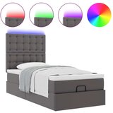 vidaXL Otomanski posteljni okvir z vzmetnico siv 90x190 cm um. usnje | Shoptok.si