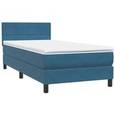 Box spring postelja z vzmetnico temno modra 100x210 cm žamet, (21792312) | Shoptok.si