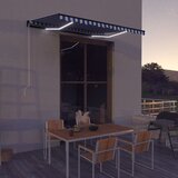  Tenda na ručno uvlačenje s LED svjetlom 350x250 cm plavo-bijela Cijene
