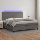 The Living Store Box spring postelja z vzmetnico LED siva 200x200cm umetno usnje - Box Spring Postelja, (21437652) Cene