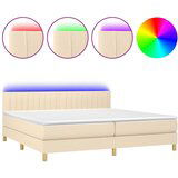 The Living Store Box spring postelja z vzmetnico LED krem 200x200 cm blago - Box Spring Postelja, (21521592) | Shoptok.si