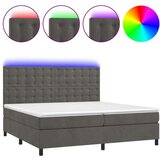 Box spring postelja z vzmetnico LED temno siva 200x200 cm žamet, (20761233) | Shoptok.si