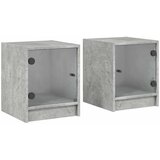  Noćni ormarići staklena vrata 2 kom boja betona 35x37x42 cm | shoptok.hr