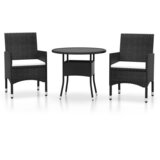 The Living Store Vrtna jedilna garnitura 3-delna poli ratan črna - Vrtna Jedilna Garnitura, (21422029) | Shoptok.si
