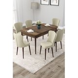 Hanah home trpezarijski set Due, sto na razvlačenje i 6 stolica, ploča u dekoru drveta Baroque, krem tkanina Babyface | Eponuda.com