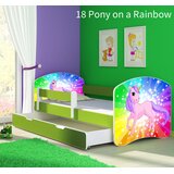  Dječji krevet ACMA s motivom, bočna zelena + ladica 180x80 cm 18 Pony on a rainbow | shoptok.hr