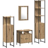 vidaXL 4-delni kopalniški set iz naravnega hrasta in inženirskega lesa | Shoptok.si