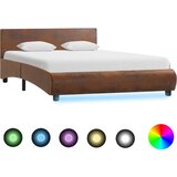  Posteljni okvir LED rjavo blago 140x200 cm | Shoptok.si