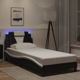  The Living Store Posteljni okvir z LED lučkami črn in bel 90x190 cm umetno usnje - Posteljni Okvir, (21497603) | Shoptok.si