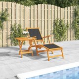 Maison Chic Zunanji Ležalnik - Sončna ležalnik z mizo iz trdnega akacijevega lesa in tekstila, (22043395) | Shoptok.si
