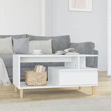 vidaXL Klubska mizica bela 90x49x45 inženirski les Cene