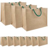  Torbe od jute 10 Prirodna i zelena 42 x 33 x 19 cm 100% Jut Slike