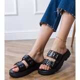 Gemre Black flat sandals with buckles on straps Liluna | shoptok.hr