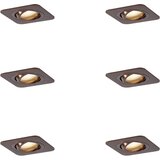 QAZQA Komplet 6 okroglih vgradnih reflektorjev temno bronaste barve GU10 50mm IP44 - Alberto Cene