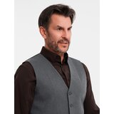 Ombre Men's suit vest with classic detailing and lining - graphite | ePonuda.com